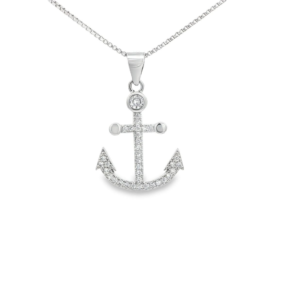 STERLING SILVER CHARM CZ ANCHOR
