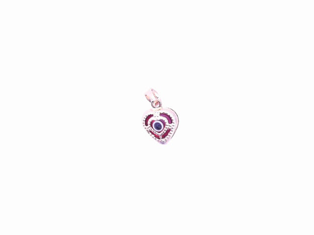 PENDANT 14K 0.6G EVIL EYE HEART RED MILIGRAIN