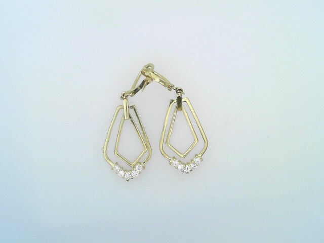 14 KARAT DROP EARRINGS WEIGHT: 3.4G : CZ DOUBLE UP