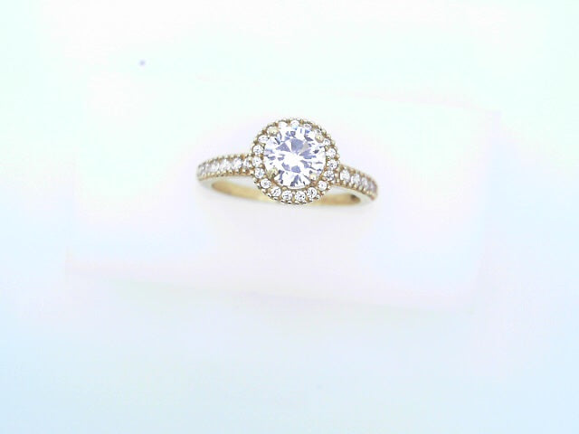 14 KARAT RING SIZE 7.5 WEIGHT: 2.5G
CZ HALO ROUND