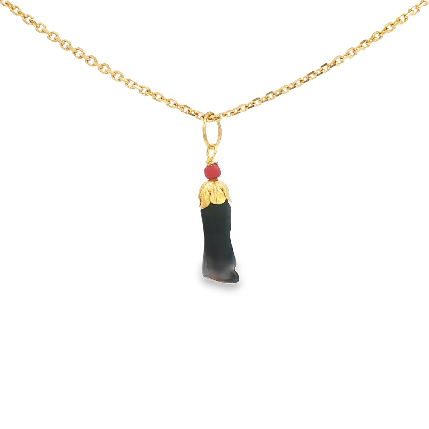 14K Azabache Hand Coral 12mm