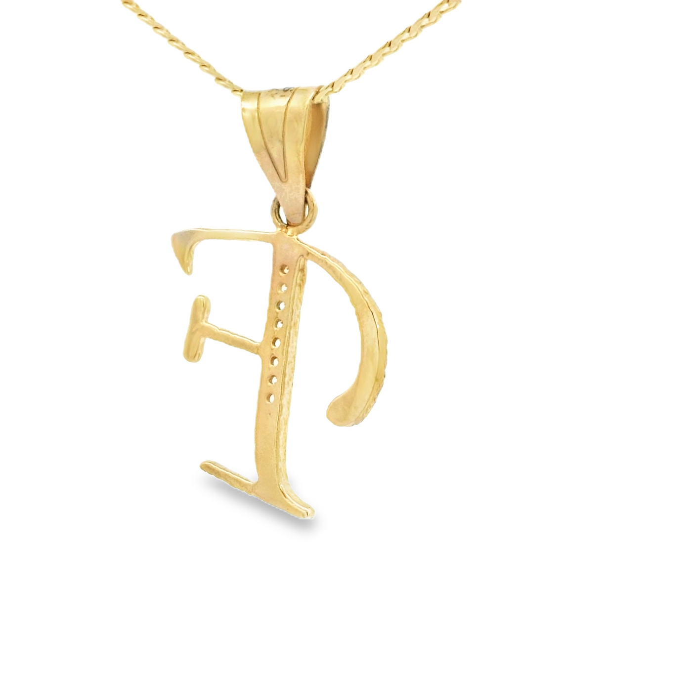 PENDANT 14K LETTER F CZ