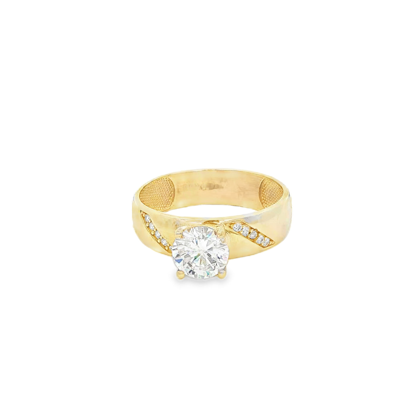 14 KARAT RING SIZE 7.25 WEIGHT: 2.6G : 5MM CZ SOLI