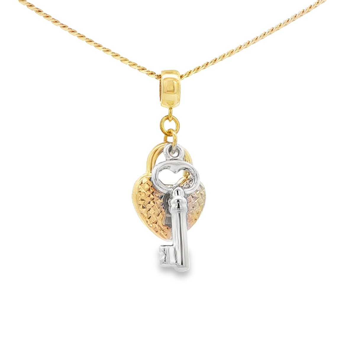 14KP HEART KEY 2TONE HEART KEY