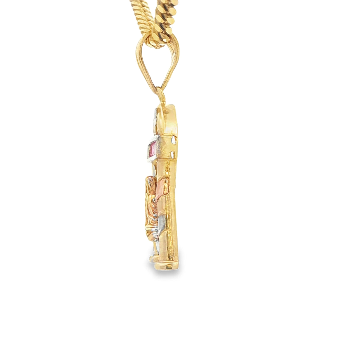 14K PENDENT 6.0G GUADALUPE  RED CZ 3TONE GUADA HOU