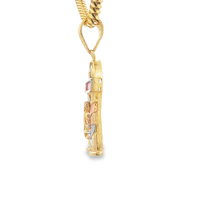 14K PENDENT 6.0G GUADALUPE  RED CZ 3TONE GUADA HOU