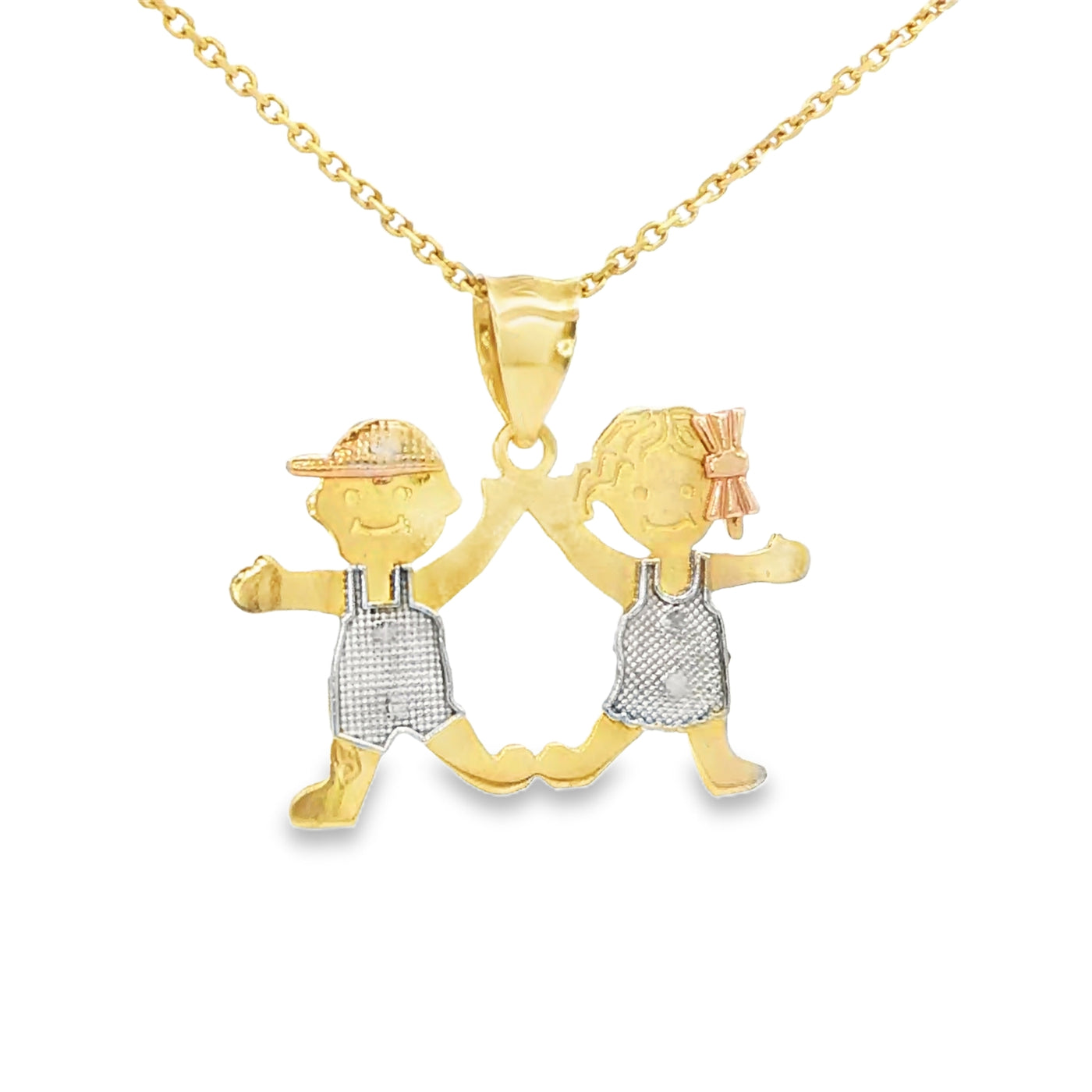 PENDANT 14KP 2.6G BOY GIRL BOY GIRL 3TONE