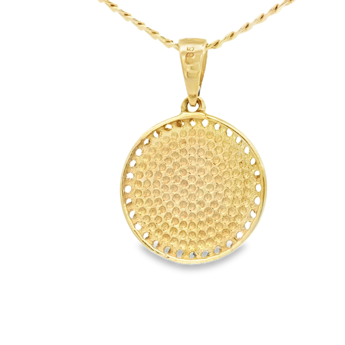 PENDANT 14KP STYLE LV CZ ROUND ONYX SMALL