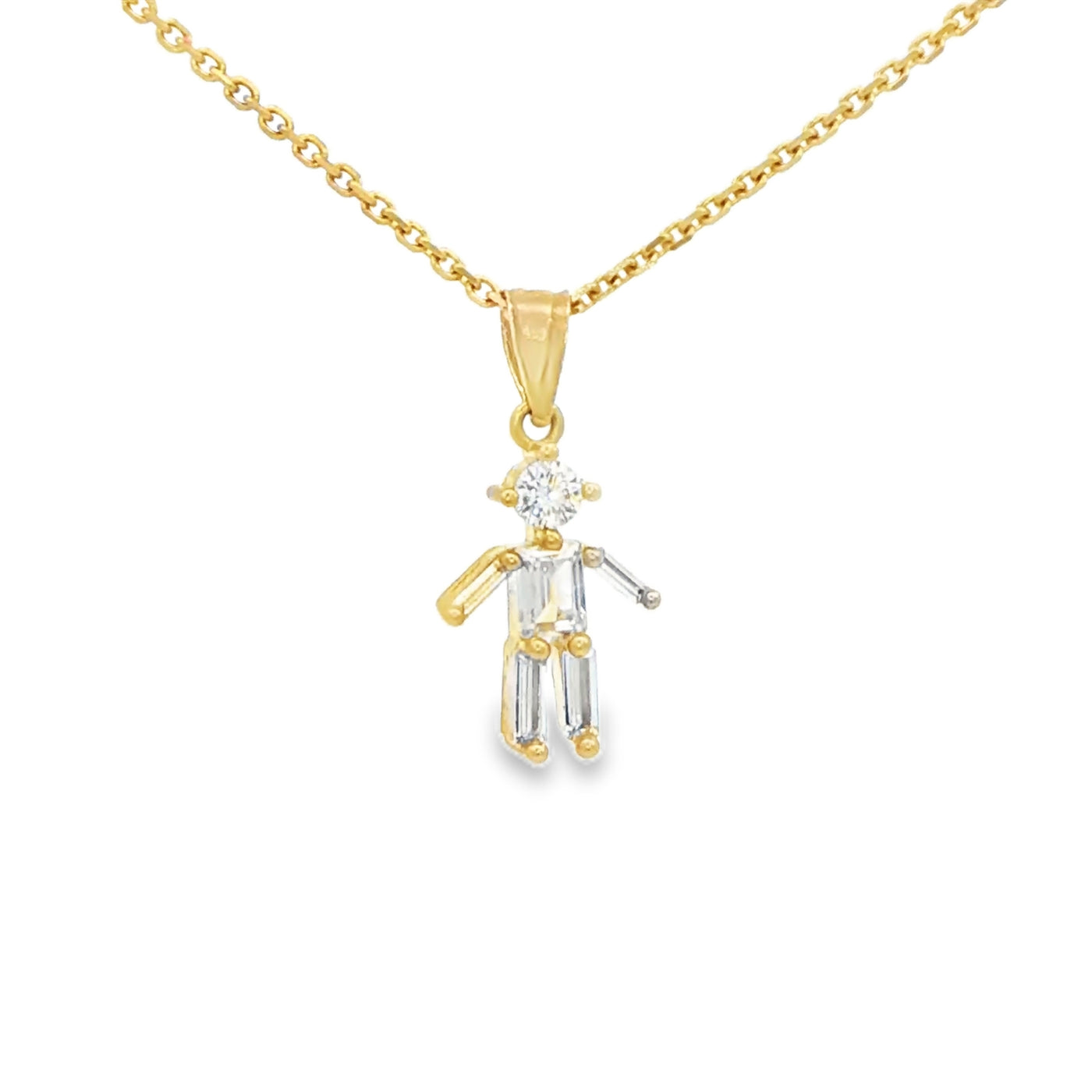 PENDANT 14K BOY CZ BAGUETTE STYLE BOY