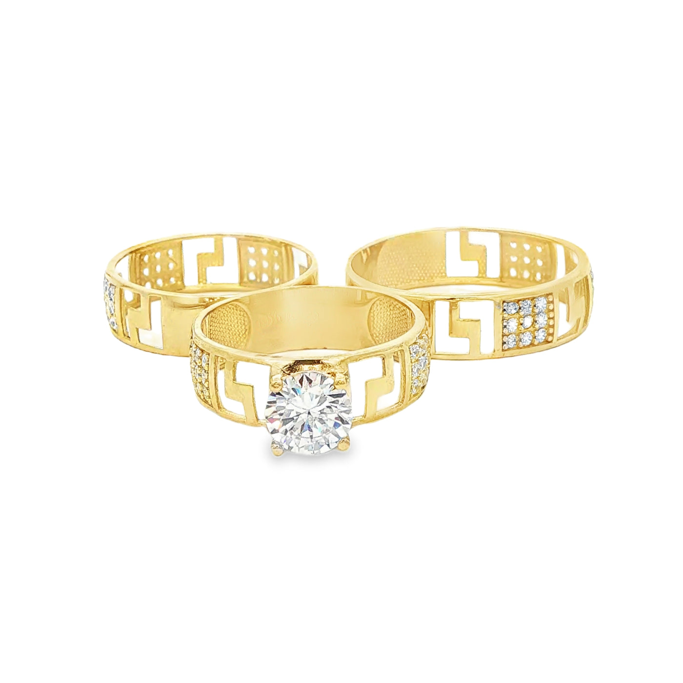 14 KARAT RING SIZE 7 WEIGHT: 2.6G : 5.5MM CZ GREEK