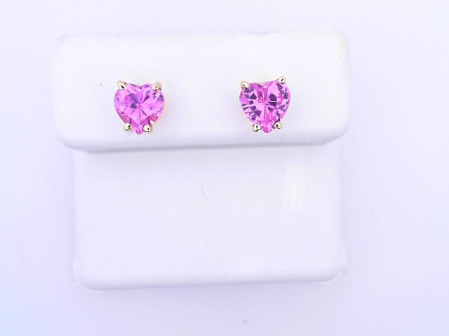 14 KARAT STUD EARRINGS WEIGHT: 1.3 : CZ PINK HEART