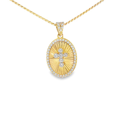 PENDANT 14K 2G CZ OVAL CROSS