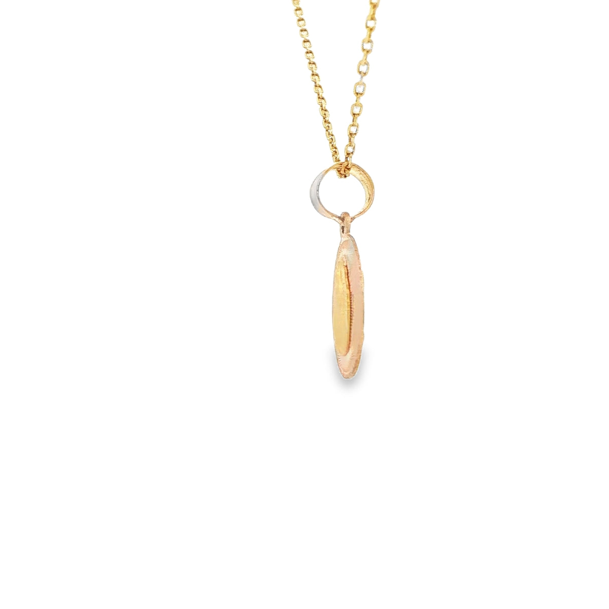 PENDANT 14K Guadalupe Two Side Medal Jesus Face TriGold