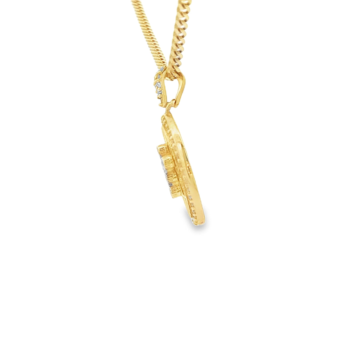 PENDANT 14K 2G CZ OVAL CROSS