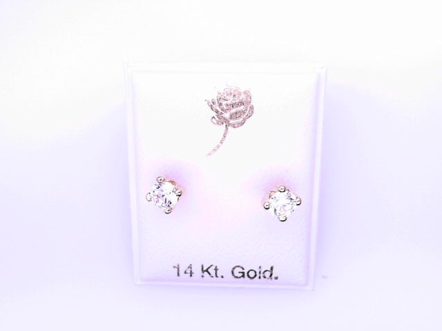 14 KARAT STUD EARRINGS WEIGHT: 0.8G : 5MM CZ CLEAR