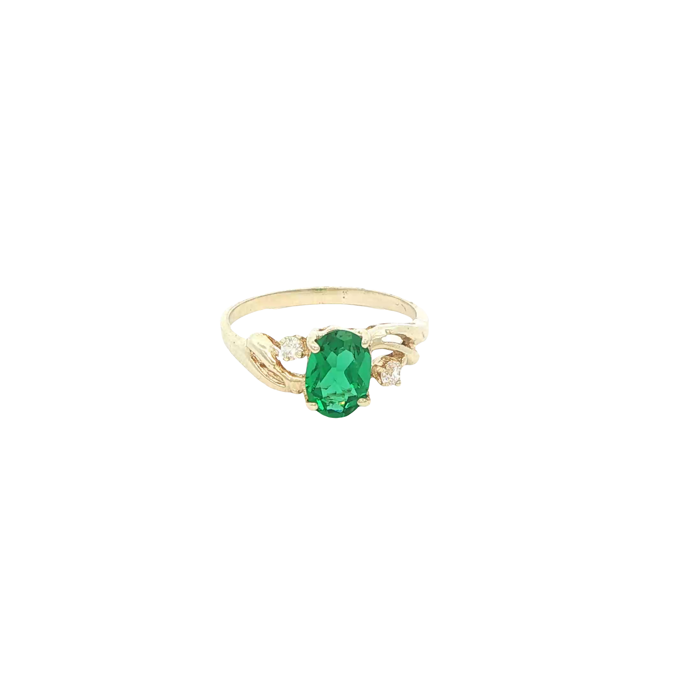 14 KARAT RING SIZE 4.5 WEIGHT: 1.4G : CZ GREEN OVA