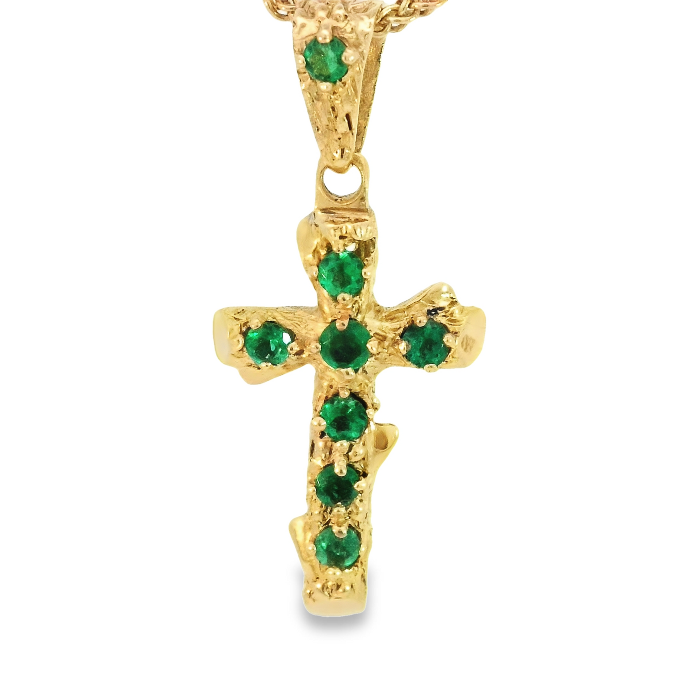 18KP 3.8G NATURAL EMERALD CROSS