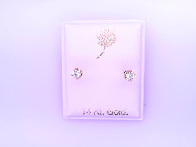 14 KARAT STUD EARRINGS WEIGHT: 0.8G : 5MM CZ CLEAR