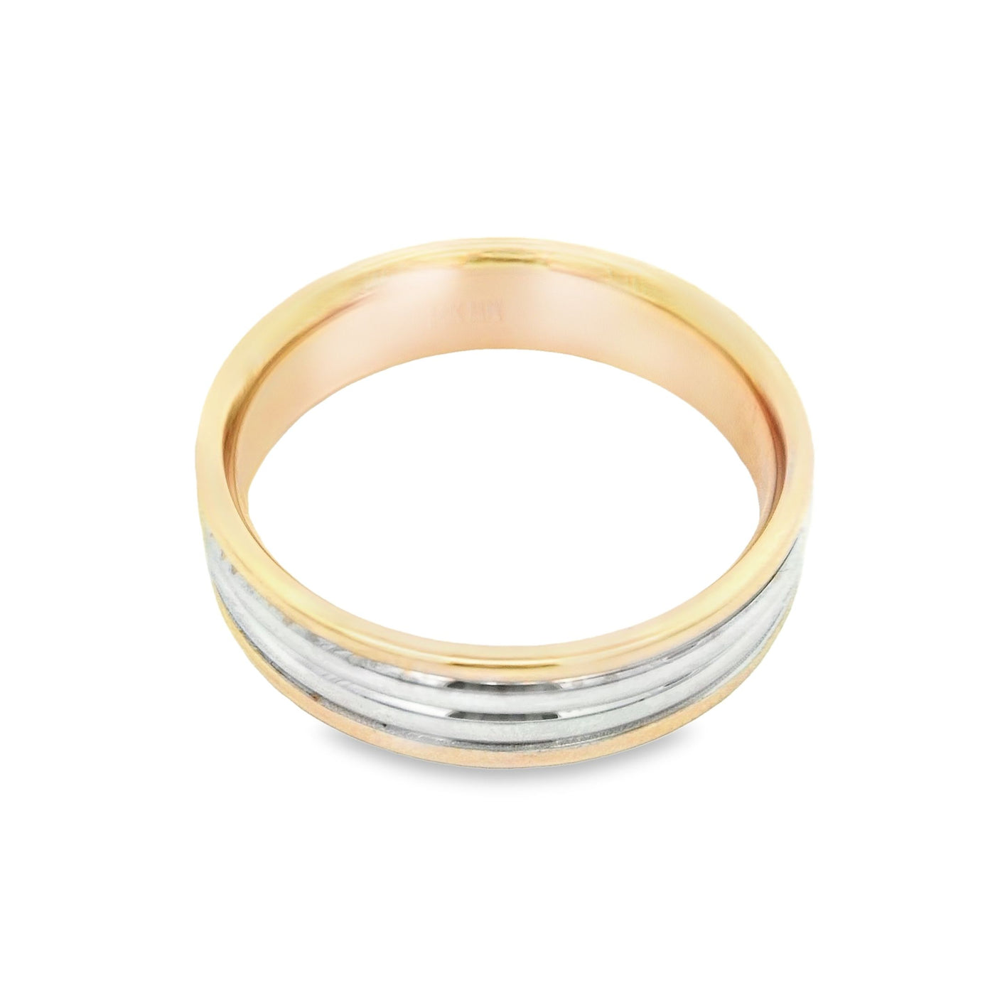 14KR Band Two-Tone Grooved Ring