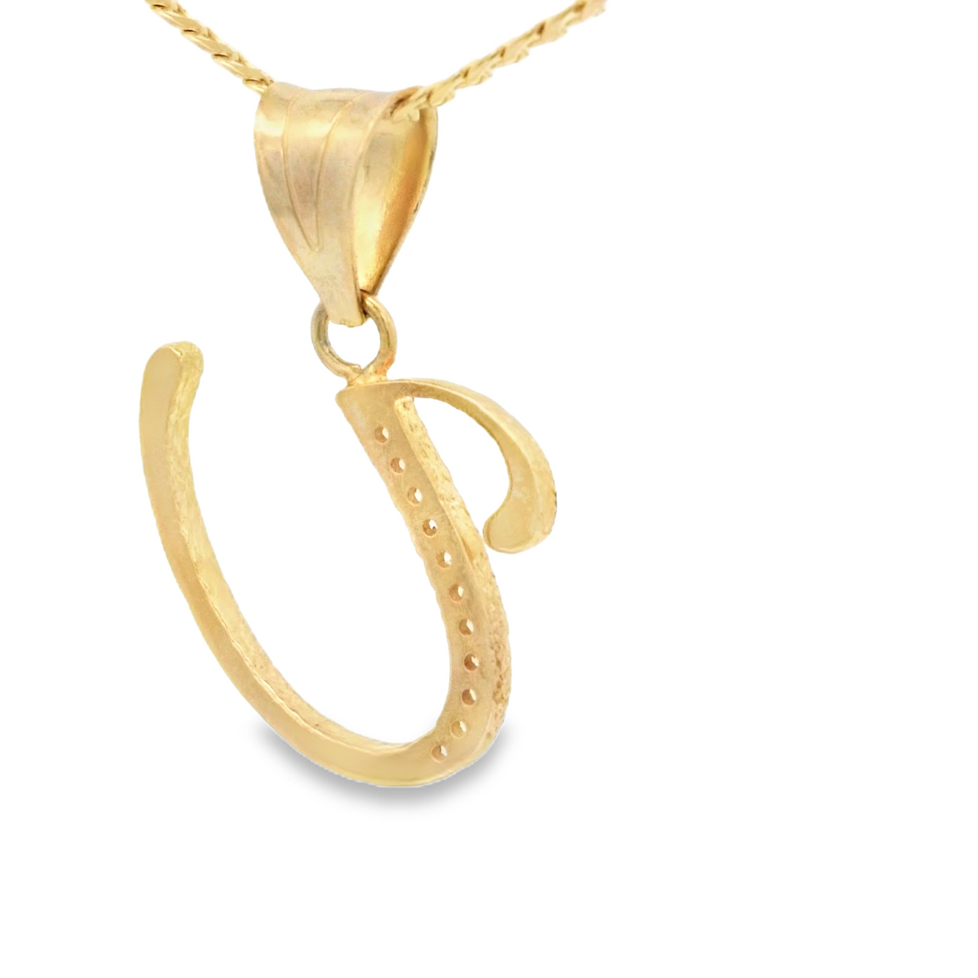 PENDANT 14K CZ LETTER U