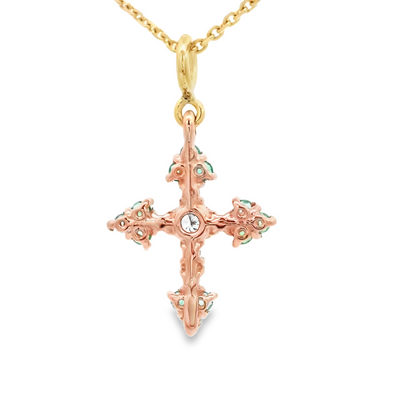 18K PENDANT EMERALD CROSS
