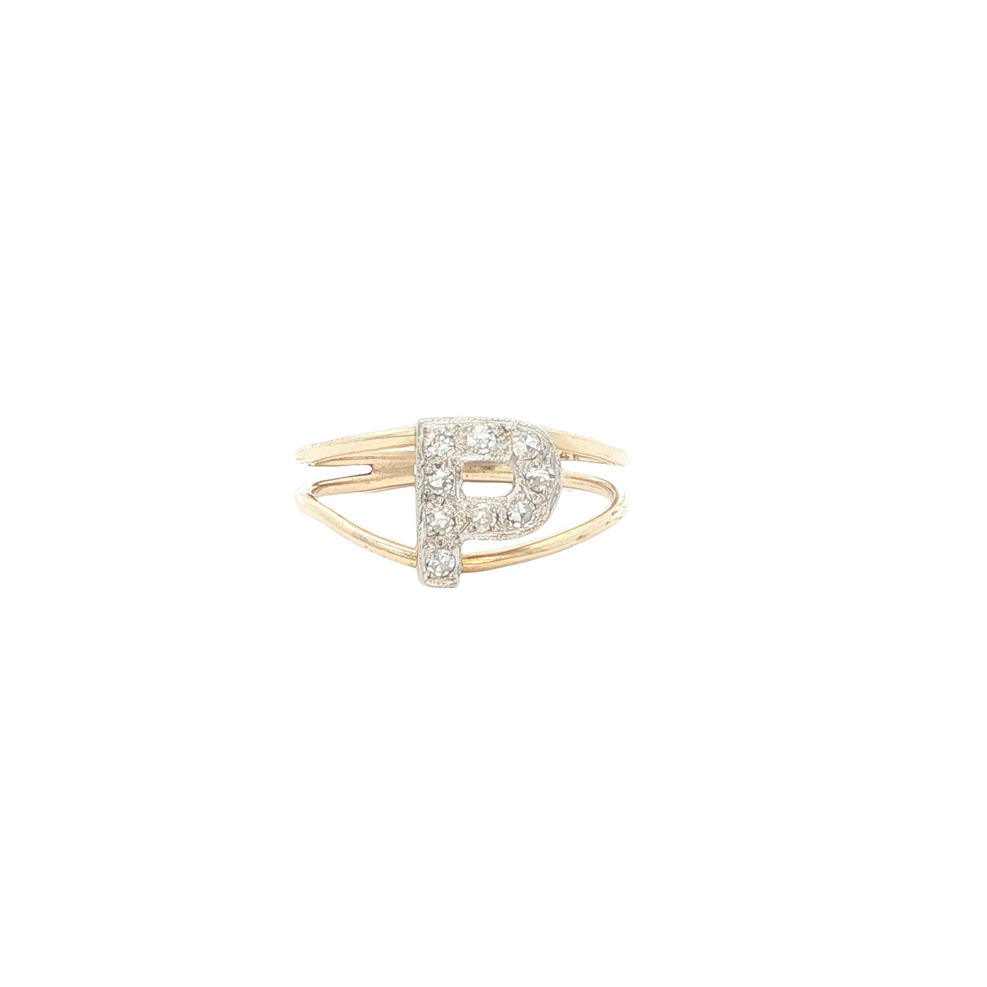 14 KARAT RING SIZE 5.25 WEIGHT: 1.5G : CZ LETTER P