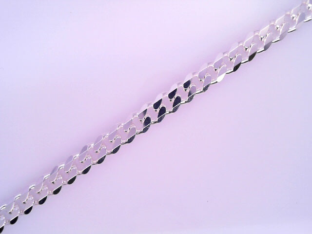 White Sterling Silver Cuban Italian Curb Chain Len