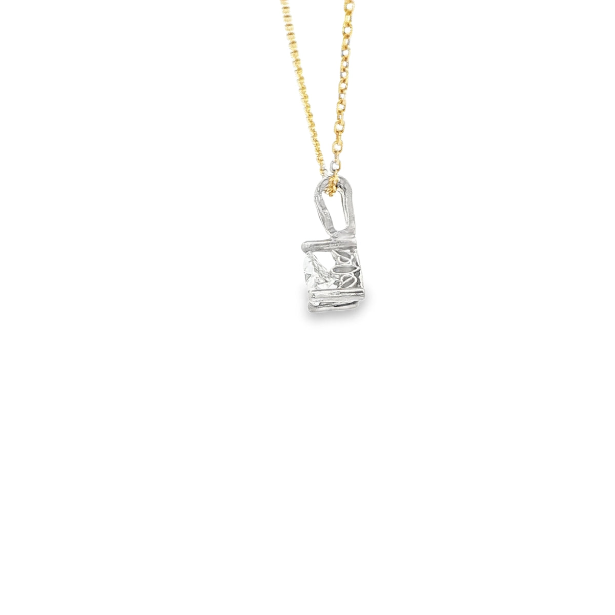 14 KARAT PENDANT NATURAL DIAMOND 2 TONE 2 BEZELS SLIDER