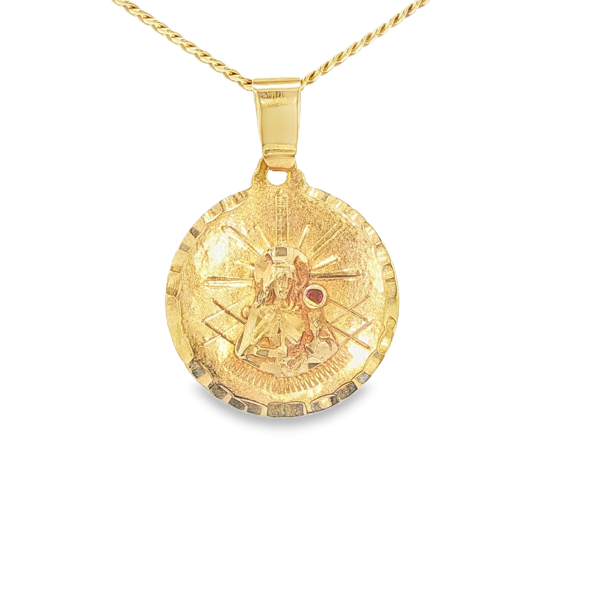 PENDANT 14KP 3.1G CZ RED SANTA BARBARA