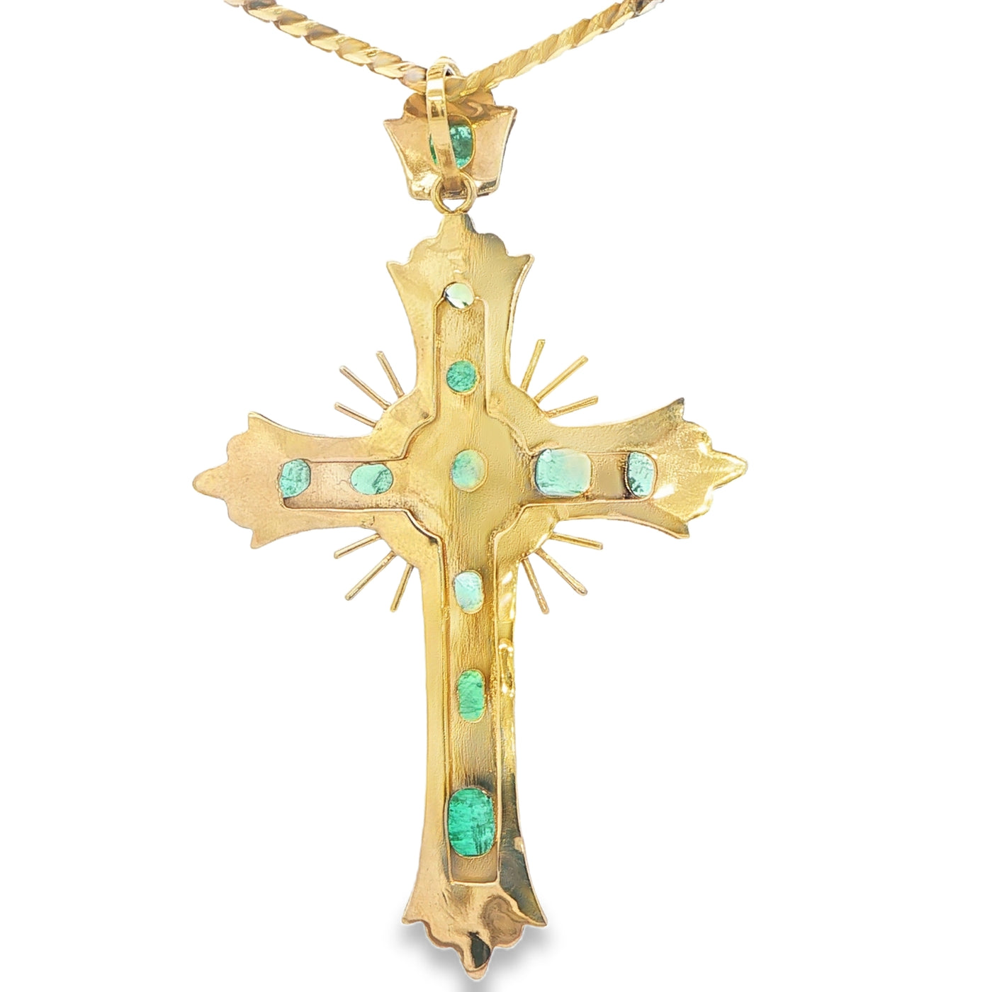 18KP 4.6G EMERALD CROSS NATURAL 3.0CTW NAT SUNBURS
