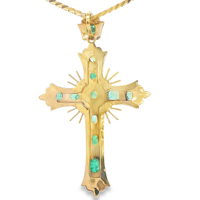 18KP 4.6G EMERALD CROSS NATURAL 3.0CTW NAT SUNBURS