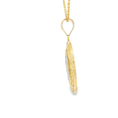 PENDANT 14KP 3.6G SAINT ST JUDE GREEK BORDER 2TONE