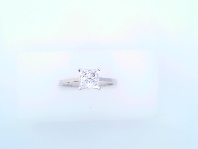 14KRW CZ SQ SINGLE STONE 2.5G #7 CLEAR CTR STONE