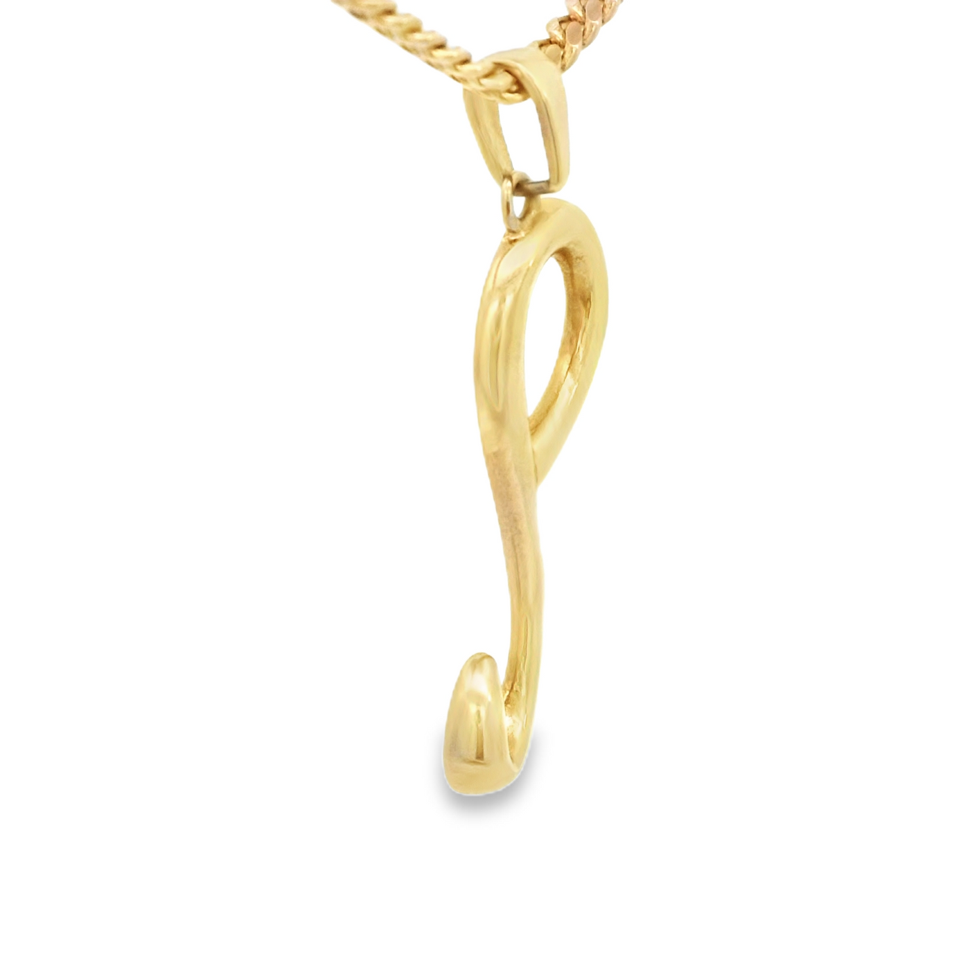 PENDANT 14K LETTER P SCRIPT LETTER POLISHED