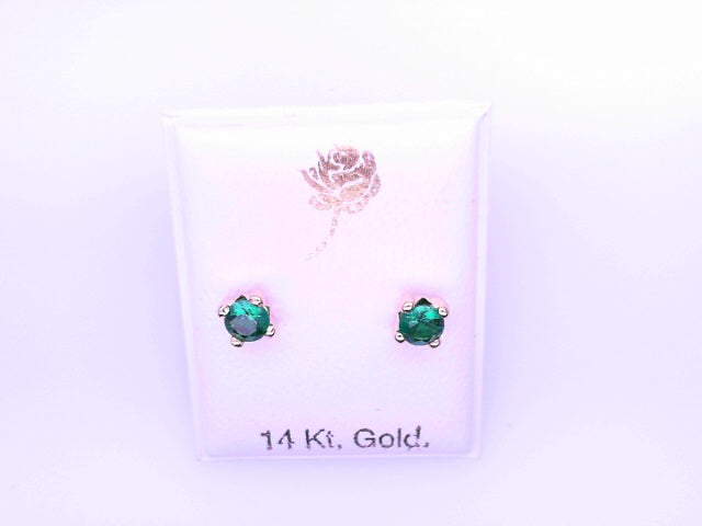 14 KARAT STUD EARRINGS WEIGHT: 0.8G : 5MM CZ CLEAR
