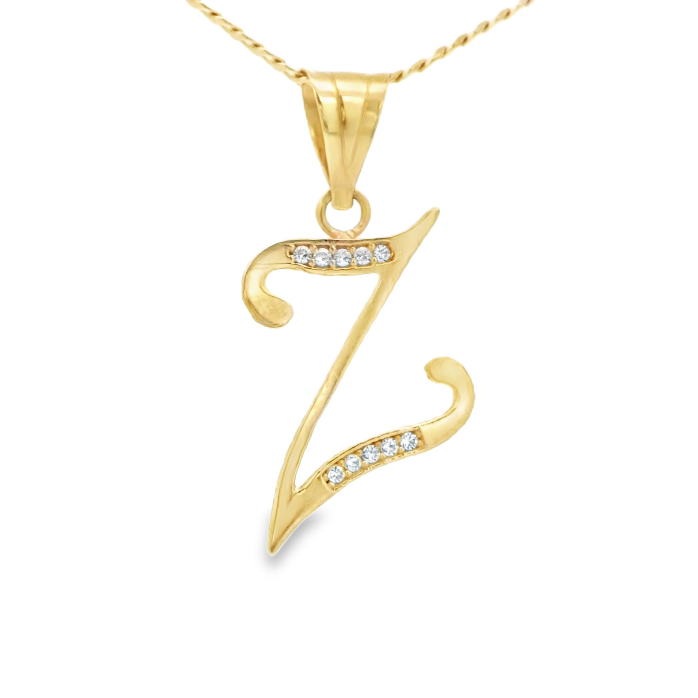 PENDANT 14K Letter Z CZ Italian