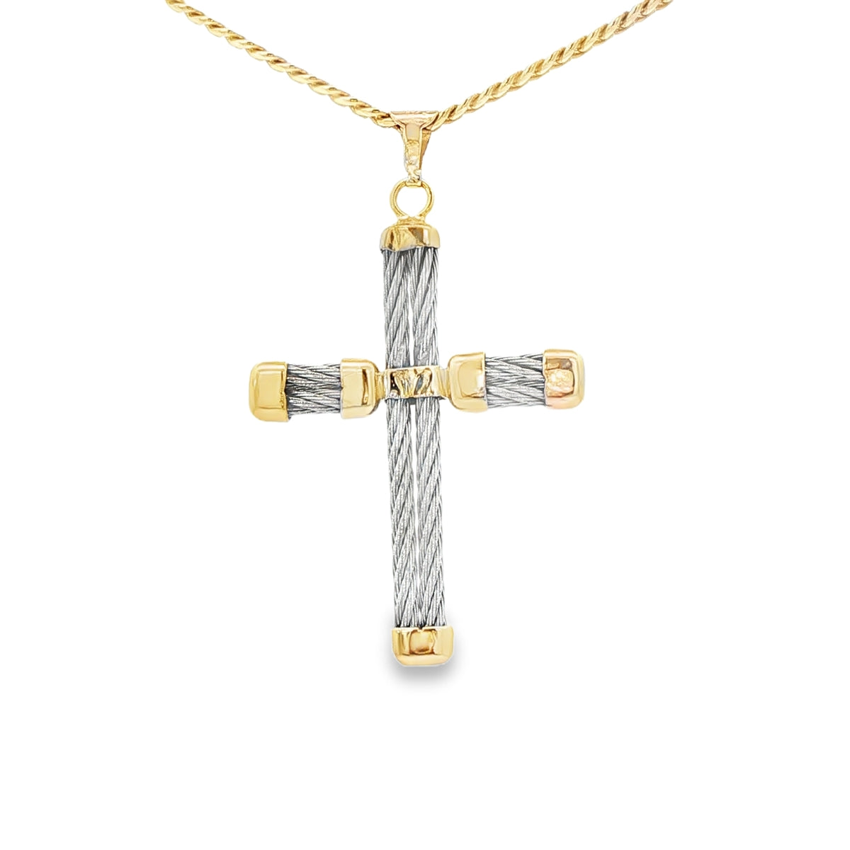 18 KARAT + STERLING CHARM CROSS