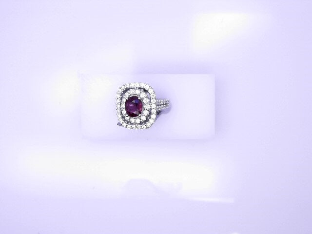 14KR 5.9G NAT RUBY OVAL 6.5'' 1.42 CTW HALO DIAMON
