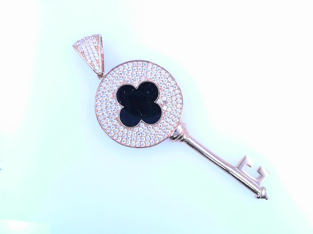 14KP 6.4G KEY CZ CLOVER ROSE GOLD