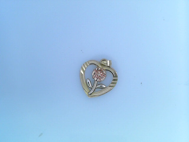 PENDENT 14KP 1.5G HEART ROSE 3TONE ROSE HEART