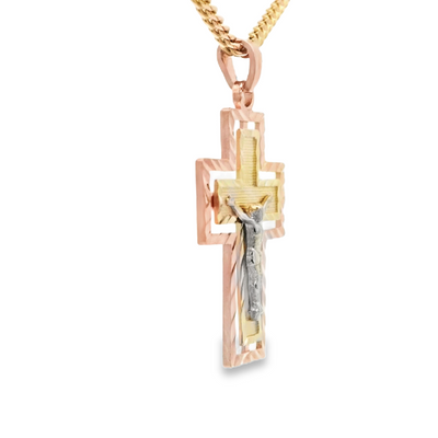 PENDANT 14K 2.5G JESUS DC BORDER SATIN FINSIH INSI