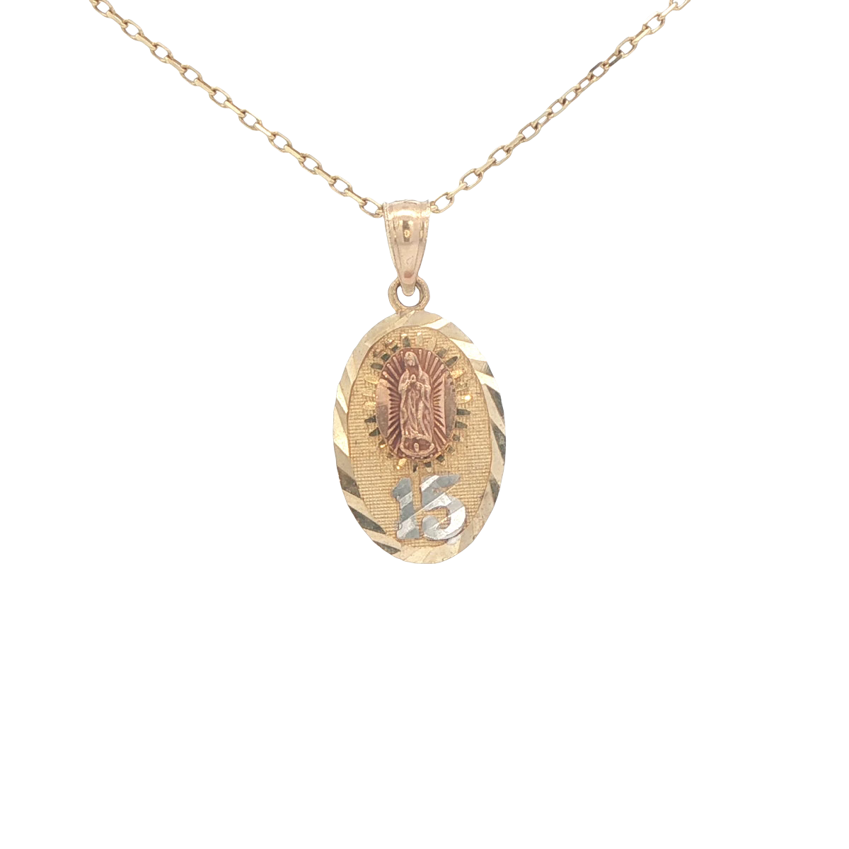 PENDANT 14K Guadalupe 15 oval DC