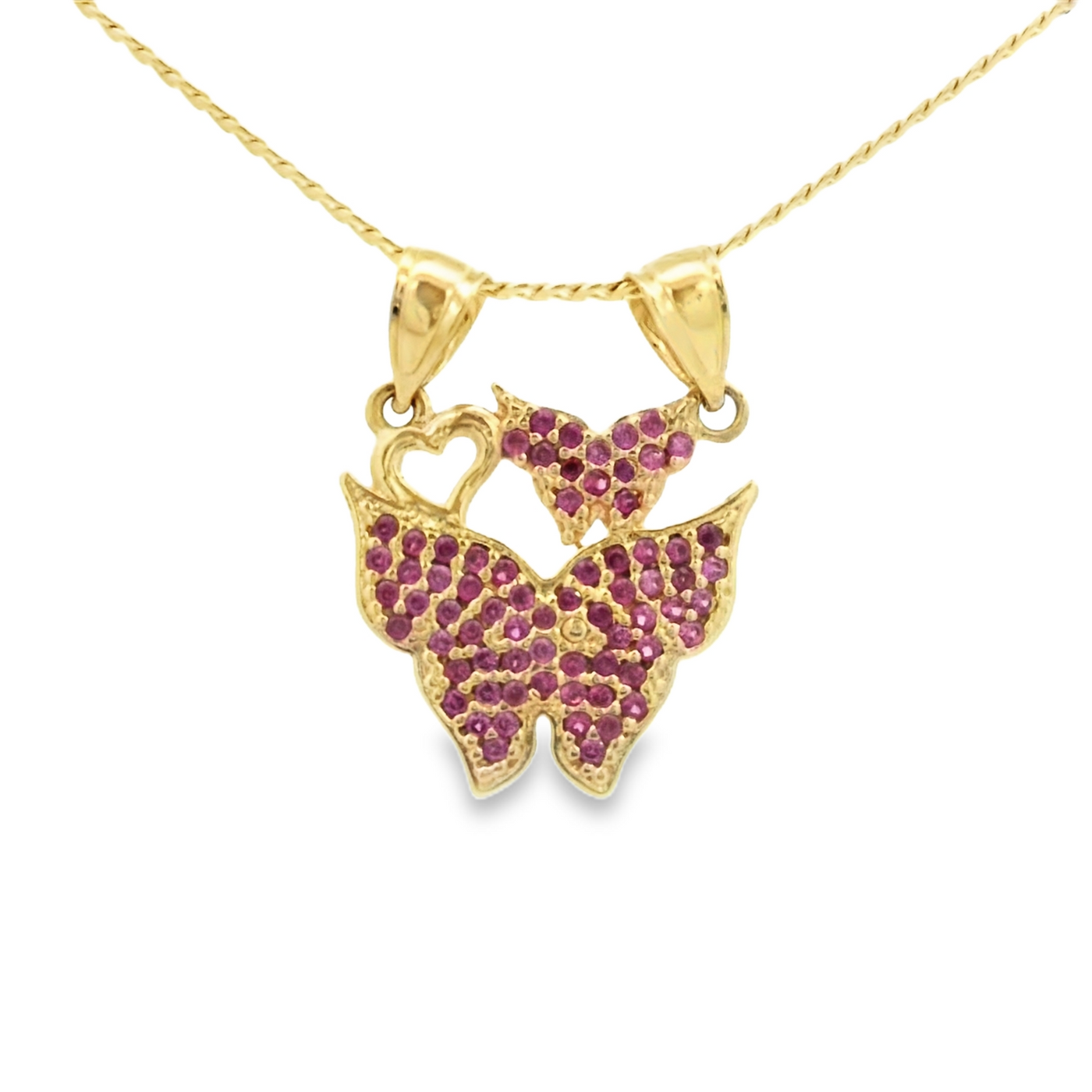 PENDANT 14KP 2.0G BUTTERFLY CZ RED BREAKAWAY 2