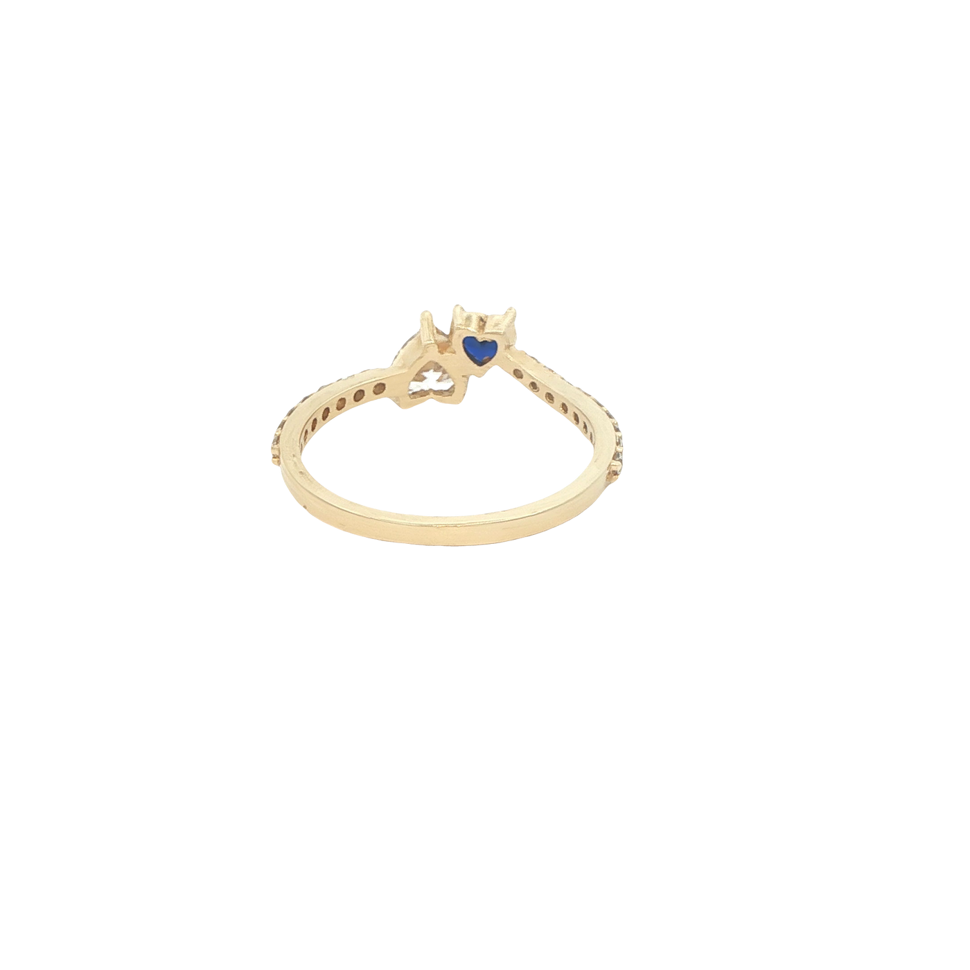 14 KARAT RING SIZE 7 WEIGHT: 1.9G : CZ DOUBLE HEAR