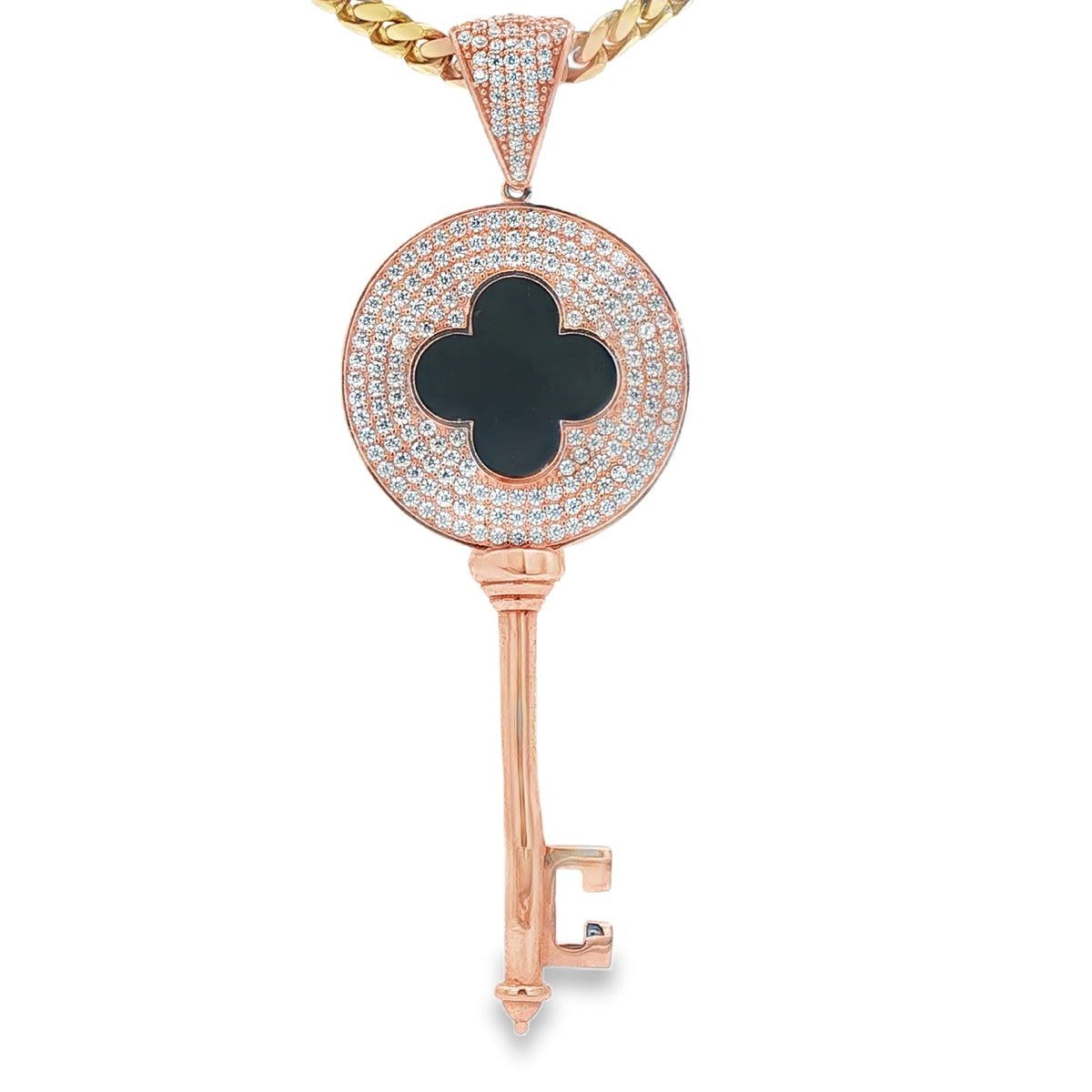 14K KEY CZ CLOVER ROSE GOLD