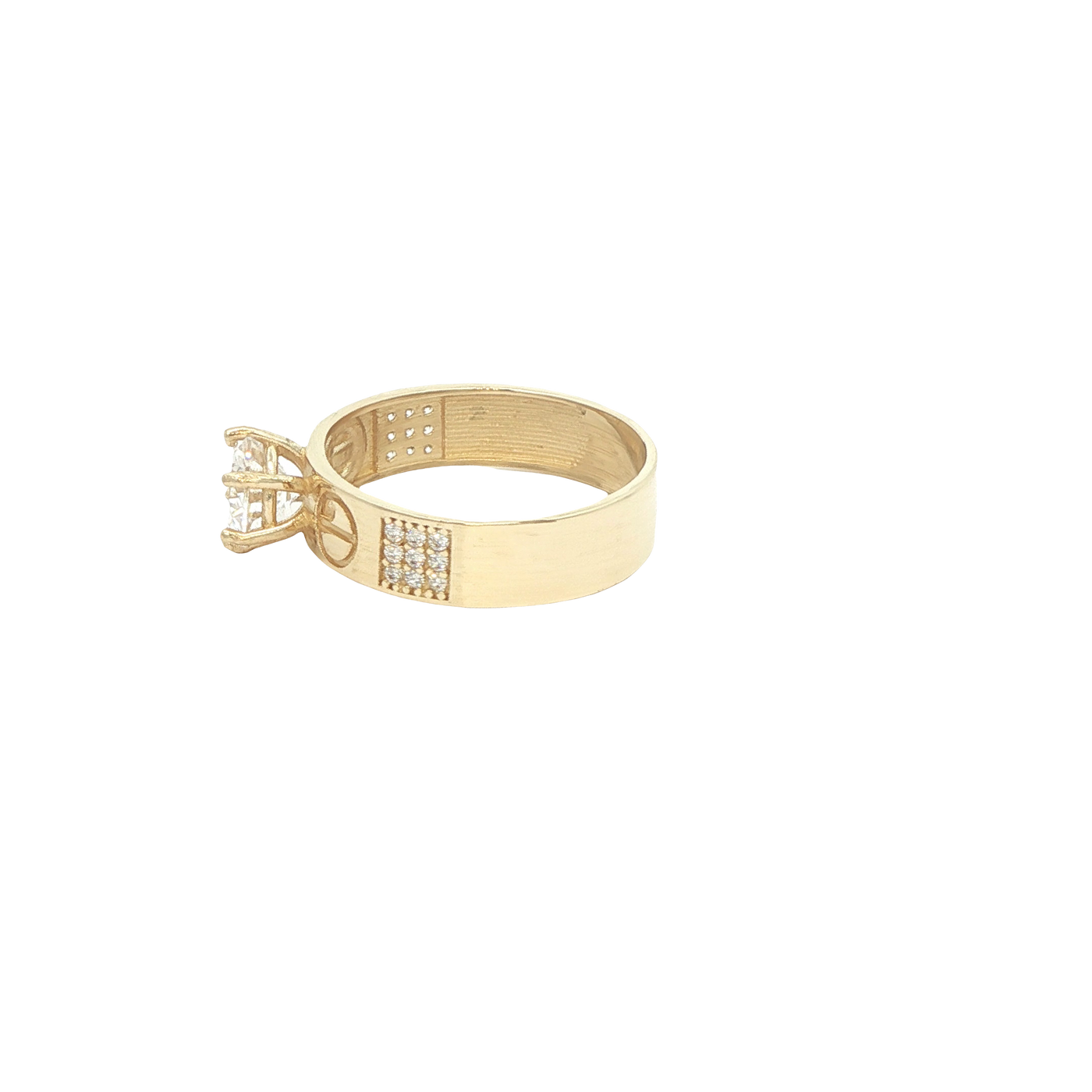 14 KARAT RING SIZE 7.5 WEIGHT: 2.8G : 5MM CZ SOLIT