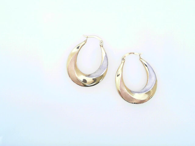 EARRINGS THREE-TONE 14 KARAT SMALL HOOP EARRINGS W