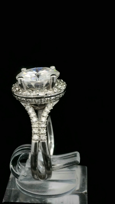 RING 14K 1ct Diamond Mount 3.00ct MOISSANITE cente