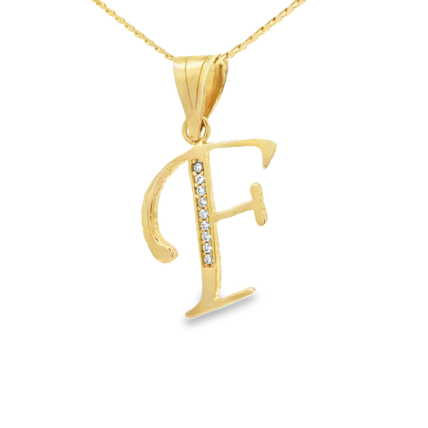 PENDANT 14KP CZ LETTER F