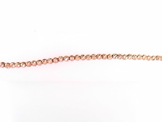 BRACELET 14KB 3MM ROSE TEXTURED FACET BEADS5.4G 7.